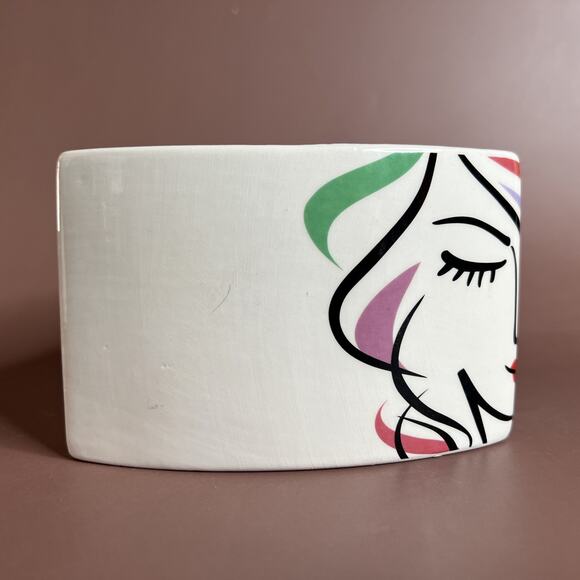 Set of 2 Rocket Farms Lady Face Planters, Abstract Picasso Style, Triangle Shape - Picture 9 of 14